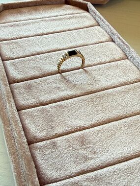 10k Onyx & Diamond Accent Ring